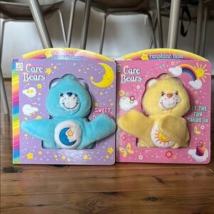 Vintage y2K 2003 Carebears puppet books set of 2 funshine and bedtime bear